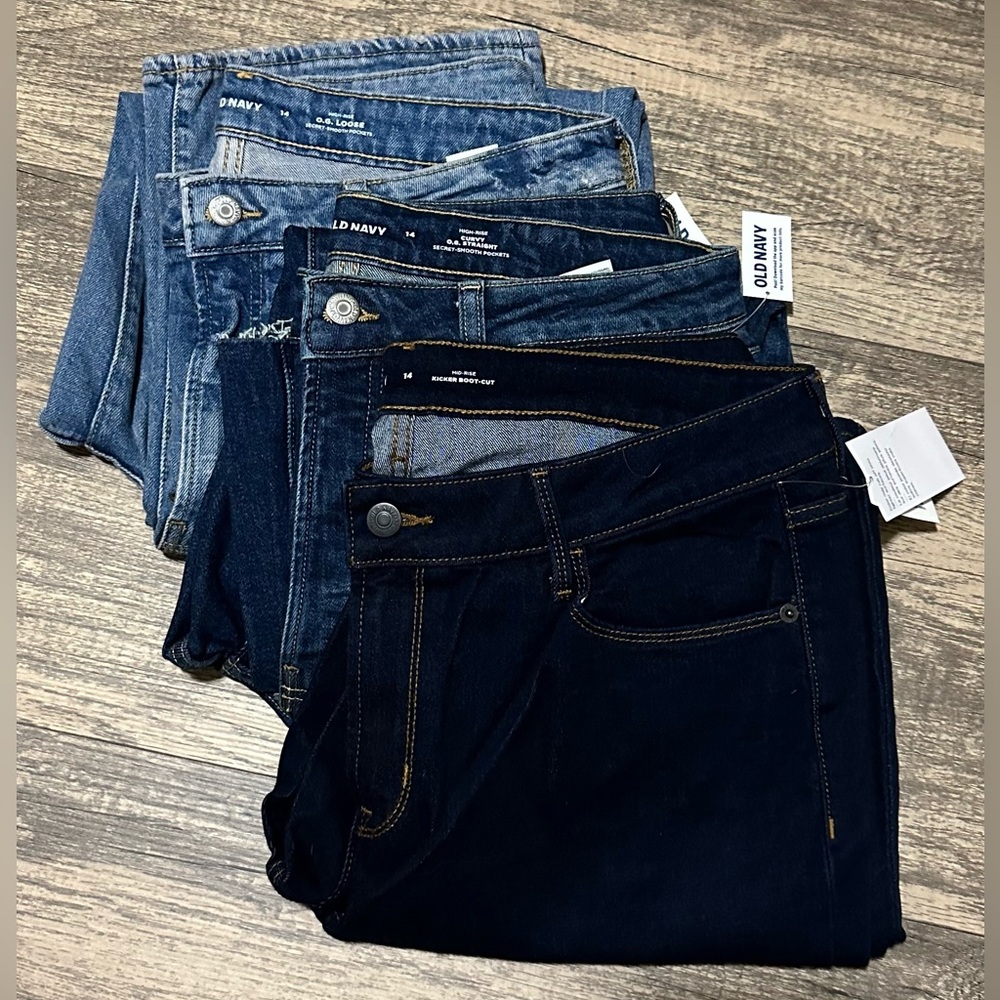 Old Navy denim lot (3 pair, all new with tags, all size 14)